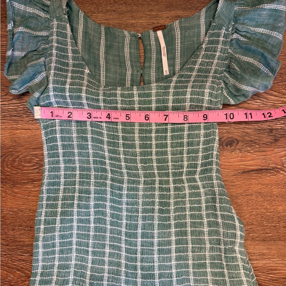 Free People XS Green Striped Maxi Dress Boho Flutter Sleeve - Picture 4 of 7